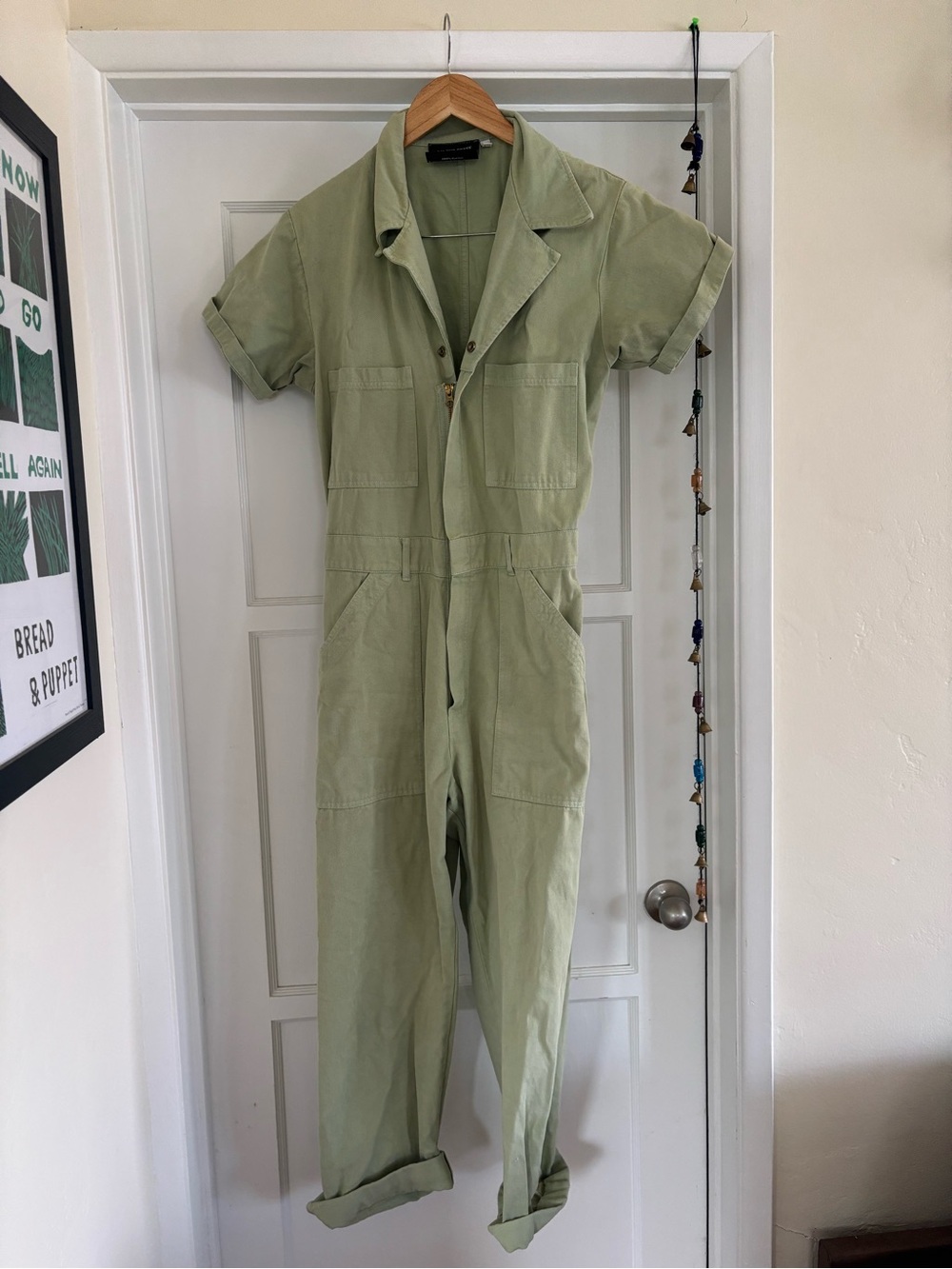 big bud press teal short sleeve jumpsuit size m